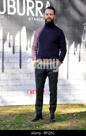 Rome, Italy. 20th Feb, 2019. Rome, Photocall of the Suburra TV series. Pictured: Alessandro Borghi Credit: Independent Photo Agency/Alamy Live News Stock Photo