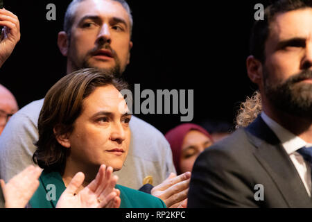 Madrid, Spain. 20th Feb, 2019. Ada Colau, Mayor of Barcelona City Council seen during the act of support for Carme Forcadell in Madrid. Credit: SOPA Images Limited/Alamy Live News Stock Photo