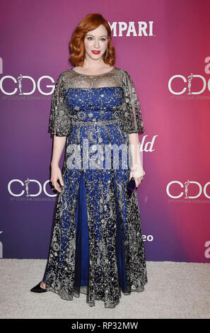 BEVERLY HILLS, CA - FEBRUARY 19: Christina Hendricks  arrives at the 21st CDGA (Costume Designers Guild Awards) at The Beverly Hilton Hotel on Februar Stock Photo