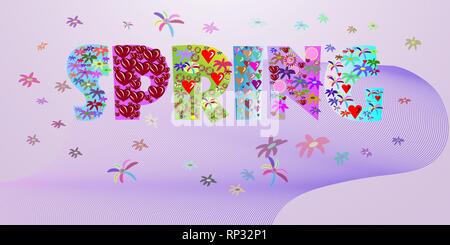 Spring Banner. Paper cut Floral card. Spring blossom. Happy Women's Day. 8 March. Text. Seasonal holiday. Spring Sale Poster Stock Vector