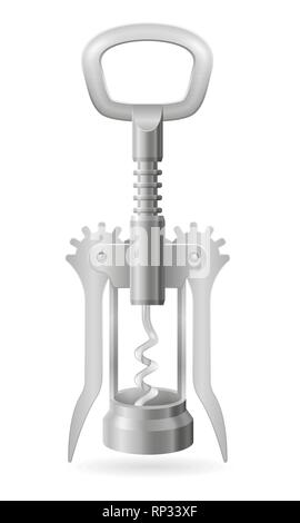 metal corkscrew for opening a cork in a wine bottle vector illustration isolated on white background Stock Vector