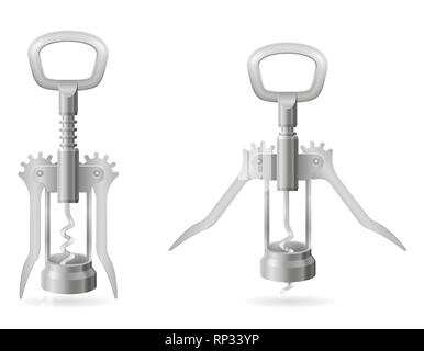 metal corkscrew for opening a cork in a wine bottle vector illustration isolated on white background Stock Vector