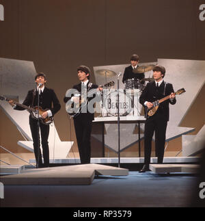 The Beatles performing on the Ed Sullivan Show in New York City 