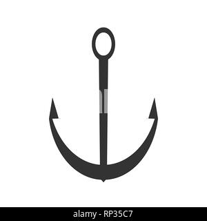 Black vector anchor icon. Sea flat symbol Stock Vector