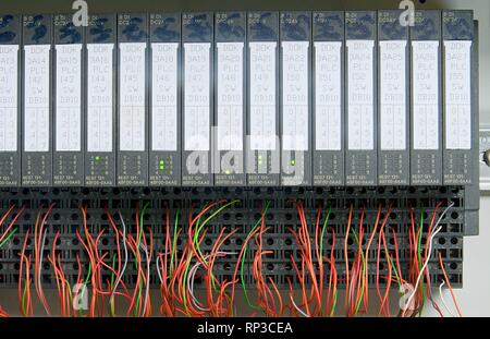 Electronic modules with wires. Closeup Stock Photo