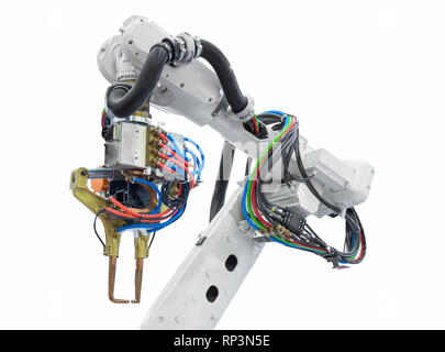 Industry robotic arm isolated on white background with clipping path Stock Photo