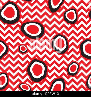 Abstact seamless pattern. Zig-zag line and dot texture. Diagonal line black and white dotted ornament. Stock Vector