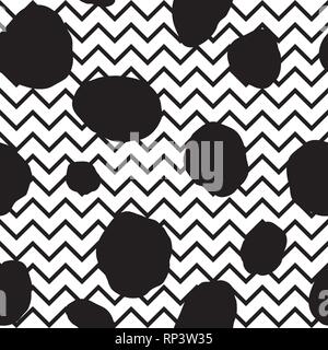 Abstact seamless pattern. Dot and zig-zag line backdop. Stock Vector