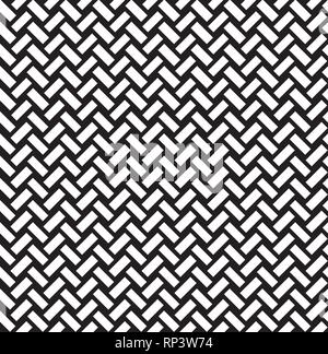 Abstact seamless pattern. Brick ornament. Diagonal line texture. Black and white textured architectural background. Stock Vector
