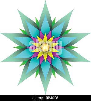 Beautiful symmetric geometric flower vector illustration Stock Vector