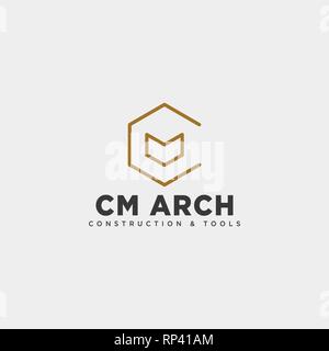 letter CM simple line business logo template vector illustration icon element isolated - vector Stock Vector