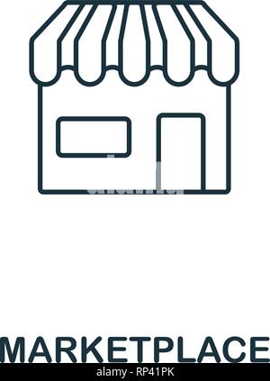 Marketplace outline icon. Thin line element from crowdfunding icons collection. UI and UX. Pixel perfect marketplace icon for web design, apps Stock Vector