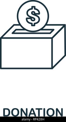 Donation outline icon. Thin line element from crowdfunding icons collection. UI and UX. Pixel perfect donation icon for web design, apps, software Stock Vector