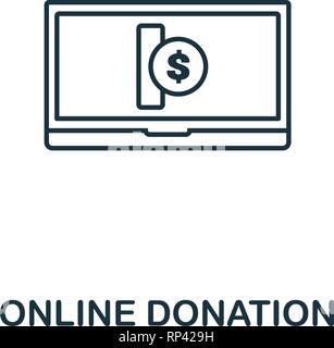 Online Donation outline icon. Thin line element from crowdfunding icons collection. UI and UX. Pixel perfect online donation icon for web design, apps Stock Vector
