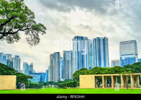 Skyscrapers as seen from Manila American Cemetery, Philippines