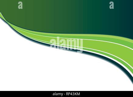 Green abstract simple background with wavy stripes, vector illustration Stock Vector