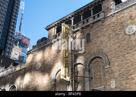 The John Golden Theatre has Times Square in the Background, New York City, USA Stock Photo