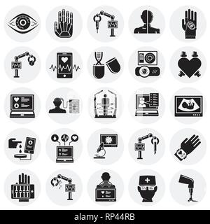 Future medicine icons set on circles background for graphic and web design, Modern simple vector sign. Internet concept. Trendy symbol for website design web button or mobile app. Stock Vector