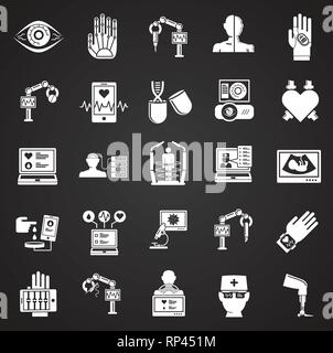 Future medicine icons set on black background for graphic and web design, Modern simple vector sign. Internet concept. Trendy symbol for website design web button or mobile app. Stock Vector