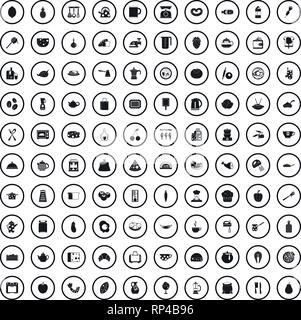 100 cooking icons set in simple style Stock Vector