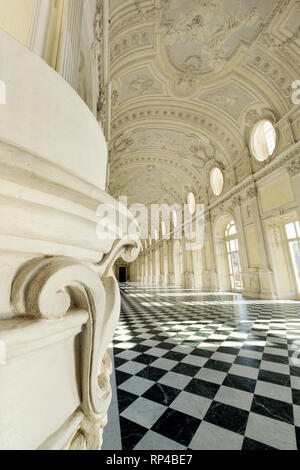 TURIN, ITALY, FEBRUARY  2019 : The Grand Galley of  Venaria Reale, Royal Palace, Unesco heritage. Stock Photo