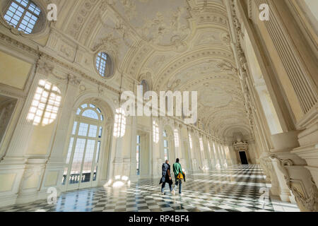 TURIN, ITALY, FEBRUARY  2019 : The Grand Galley of  Venaria Reale, Royal Palace, Unesco heritage. Stock Photo