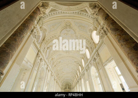 TURIN, ITALY, FEBRUARY  2019 : The Grand Galley of  Venaria Reale, Royal Palace, Unesco heritage. Stock Photo