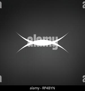 abstract sharp curves logo concept. Can be used as U and A letters vector. Vector illustration isolated on black Stock Vector