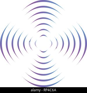 Pattern with symmetric geometric ornament for spinning propeller. gradient circle lines. 3d optical illusion effect. Vector illustration isolated on w Stock Vector