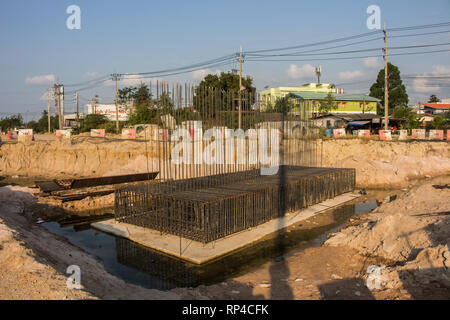 The deformed bars steel bar to build a bridge Stock Photo