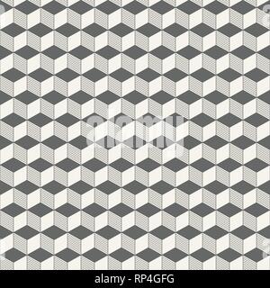 Abstract isometric cubes seamless pattern. Fashion graphic background. 3D design. Optical illusion. Modern stylish texture. Contemporary design. Stock Vector