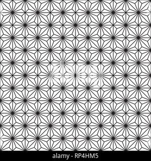 Japanese seamless geometric woodwork pattern .Black and white silhouette with average lines.For wrapping,fabric,textile,disign template,laser cutting. Stock Vector