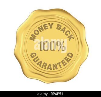100% Money Back Guaranteed Wax Seal Isolated Stock Photo