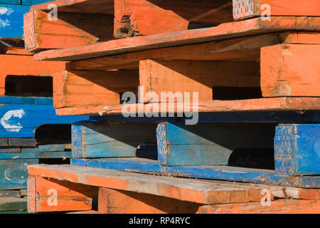 Stacked wooden shipping pallets Stock Photo