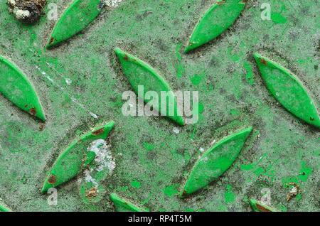 Industrial green sheet iron. Steel diamond plate. Green and floor texture Table of metal sheet. Background. Stock Photo