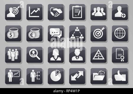 24 different business and office symbol buttons Stock Vector