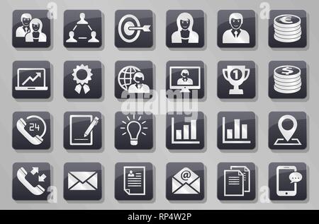 24 different business and office symbol buttons Stock Vector