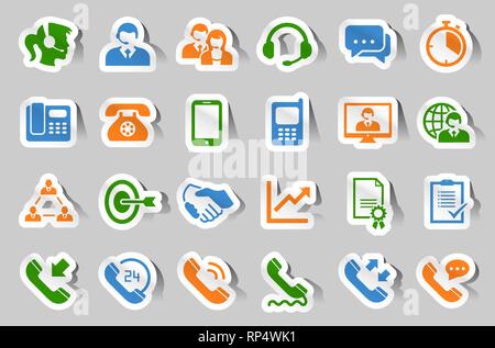 24 Customer different support service symbol sticker icons Stock Vector