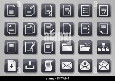 24 office paper and document buttons Stock Vector