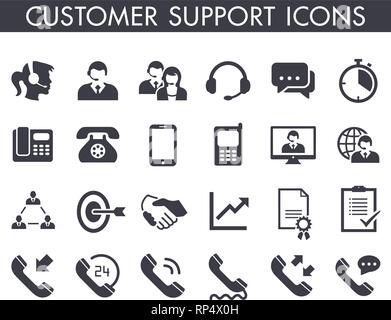 24 Customer different support service symbol icons Stock Vector