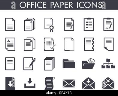 24 office paper and document icons Stock Vector