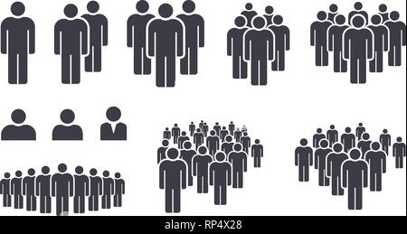 Collection of different person People team and crowd icons Stock Vector