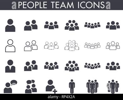 Collection of 24 different person and team icons Stock Vector