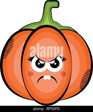 Angry pumpkin cartoon. Colored sketch Stock Vector