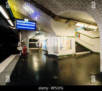 PARIS, FRANCE - OCT 13, 2018: Exit from Montparnasse bienvenue station to the Rue De Rennes Stock Photo