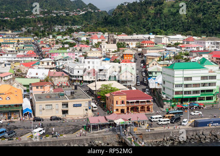 City view from cruise ship, Roseau, Dominica, Lesser Antilles, Caribbean Stock Photo