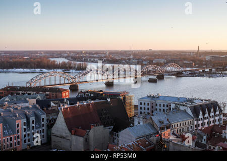 View of Riga on a late winter afternoon from the top of St. Peter's church on  - Riga, Latvia Stock Photo