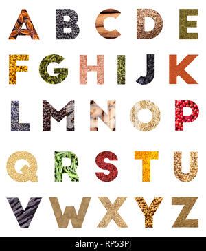 Food alphabet letter made of herbs and spices Stock Photo