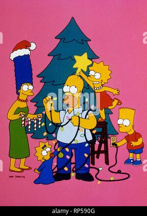 MARGE,MAGGIE,HOMER,LISA,SIMPSON, THE SIMPSONS, 1989 Stock Photo