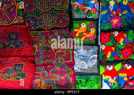 Kuna ethnic group designs, France Square, Panama City, Panama, Central America, America Stock Photo